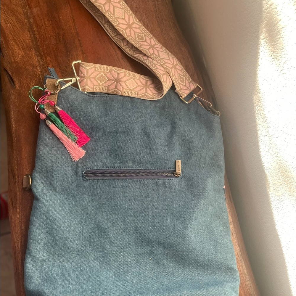 Batik Patchwork Crossbody Bag Boho Floral w/ Tassels & Woven Strap Artisan Style - Picture 7 of 11